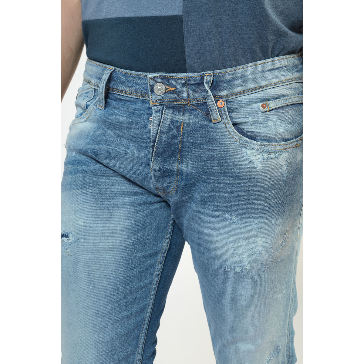 Le Temps des Cerises Bleu Bogen 700/11 adjusted jeans destroy vintage bleu HzL82fva