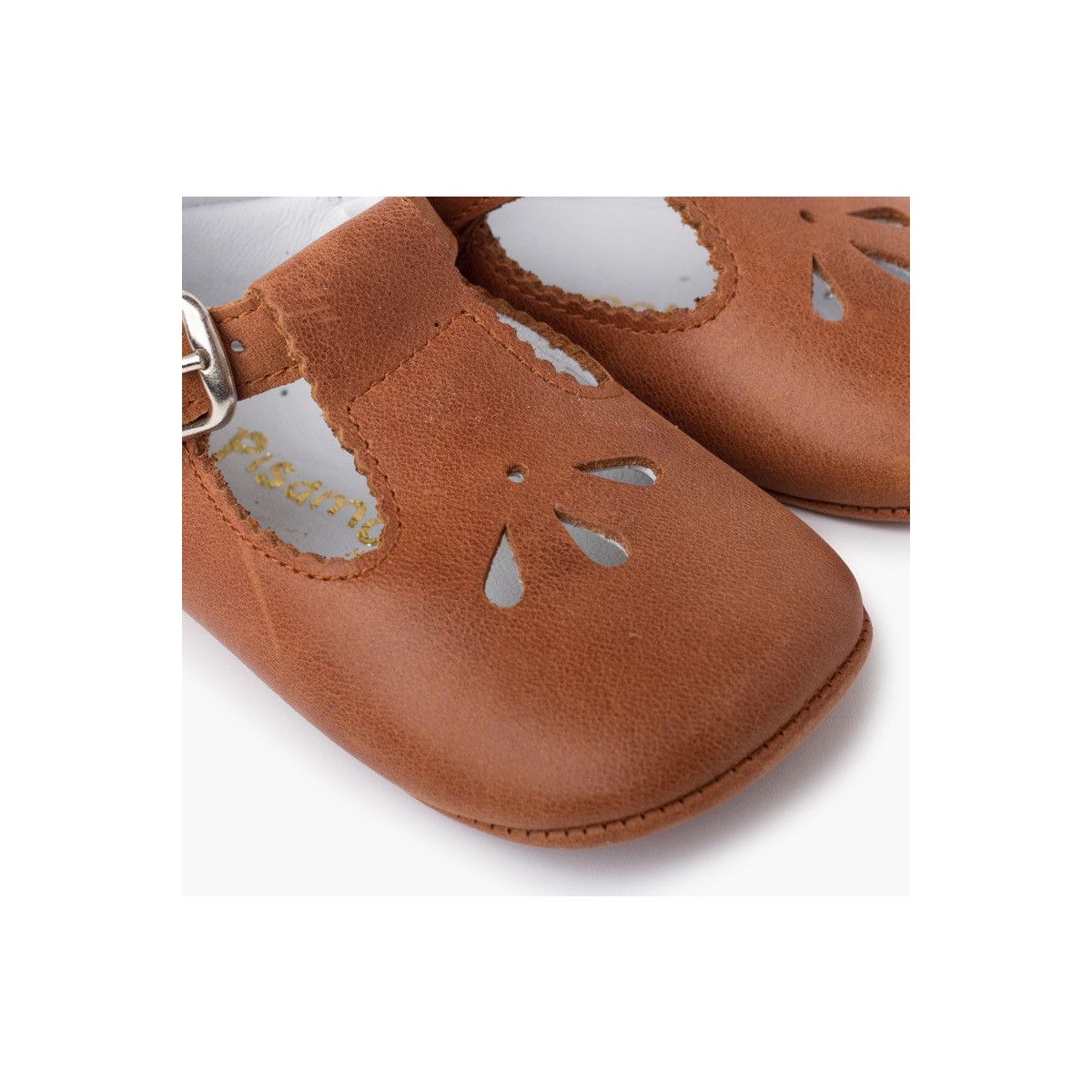 Pisamonas Kaki Chaussures salomé bébé en cuir avec détail perforé oicdVV2U