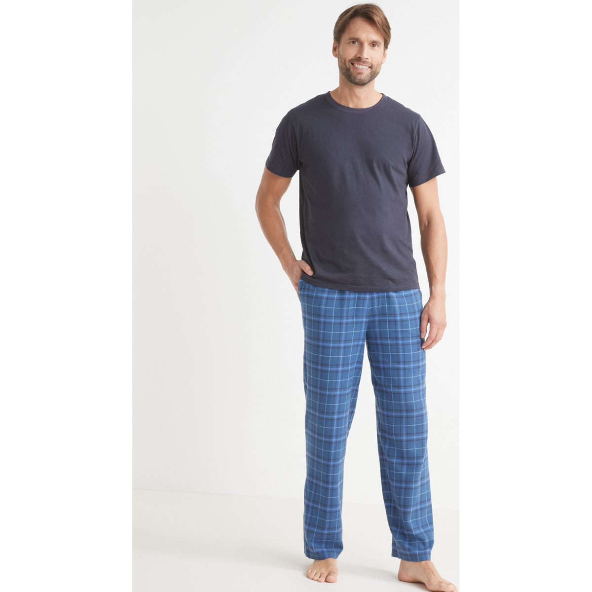 Daxon Bleu by - Pyjama homme jersey et flanelle mmAzW84