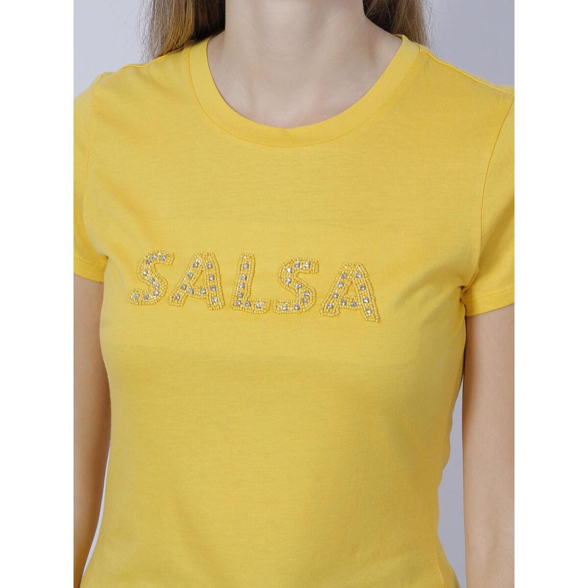 Salsa Jaune Sequin logo detail t-shirt lvMHKLy3