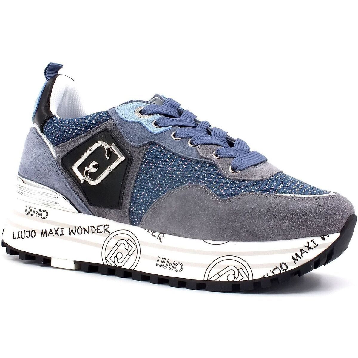 Liu Jo Bleu Maxi Wonder 01 Sneaker Donna Denim Blu BF3003PX079 omPb2OHv