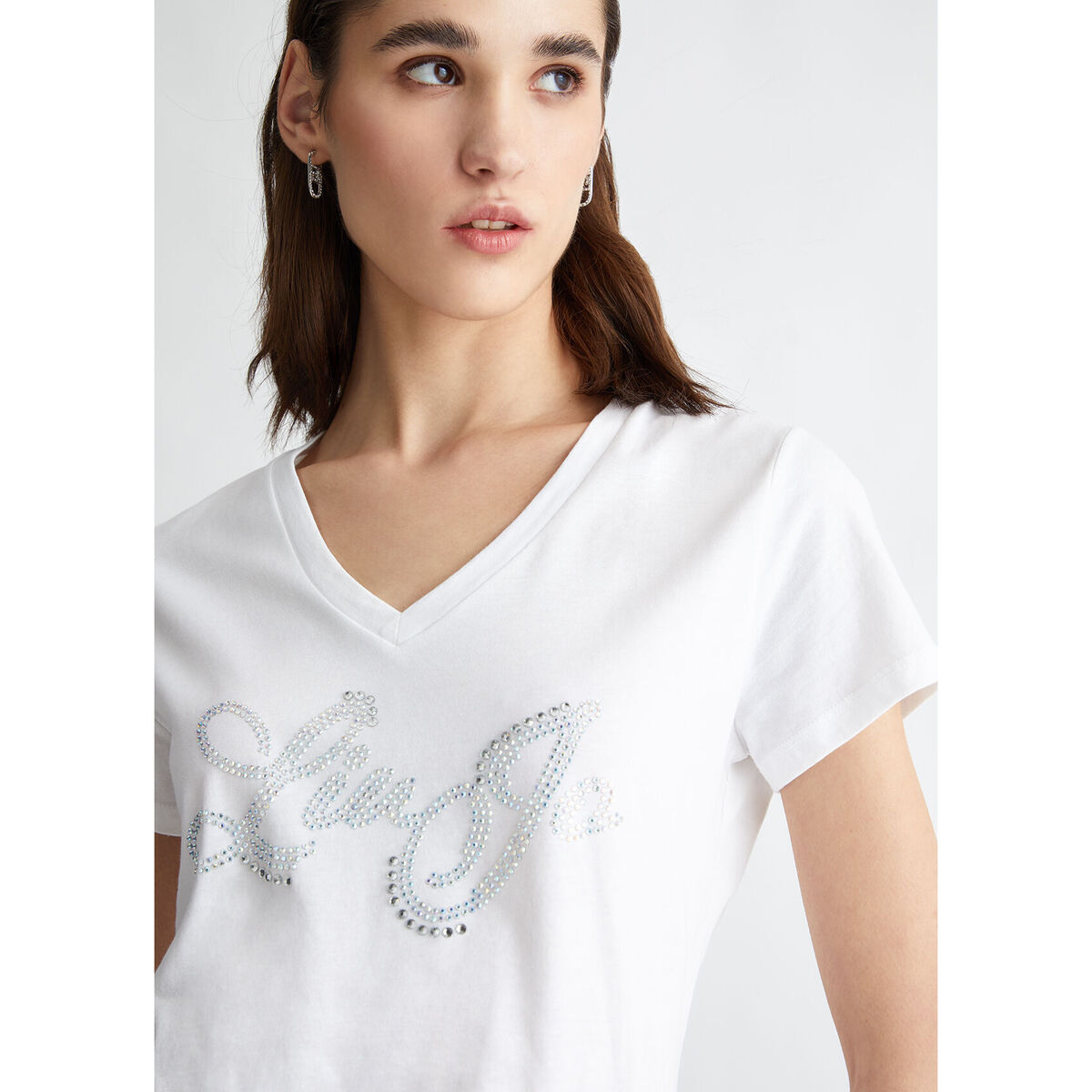 Liu Jo Blanc T-shirt avec logo et strass o6hcbWsn