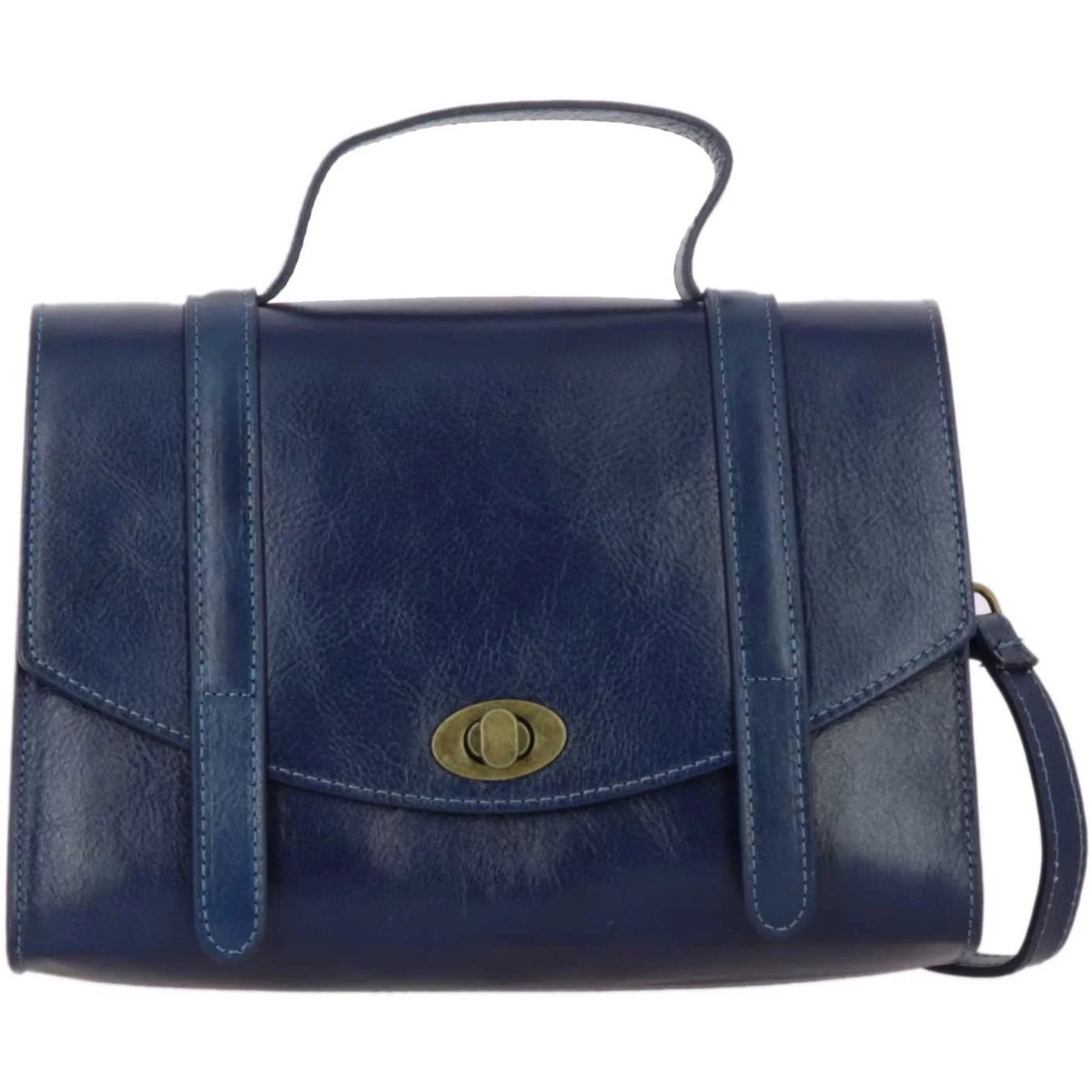 Dupond Durand Bleu YORK sac à main cartable vintage en cuir G4yhz3p8
