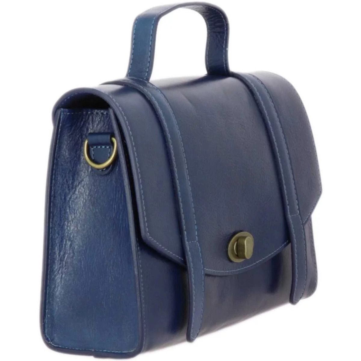 Dupond Durand Bleu YORK sac à main cartable vintage en cuir G4yhz3p8